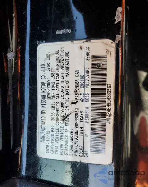 2013 Nissan 370Z Base z USA, uszkodzony, nr VIN JN1AZ4EH9DM382563